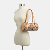 COACH Kisslock Barrel 28 Signature Jacquard Shoulder Handbag