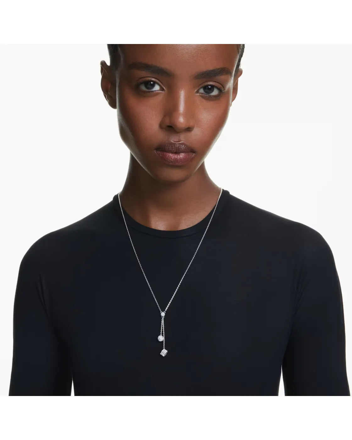 Swarovski Dextera Pendant Necklace - Round Cut, Sphere and Cube, White, Rhodium Plated