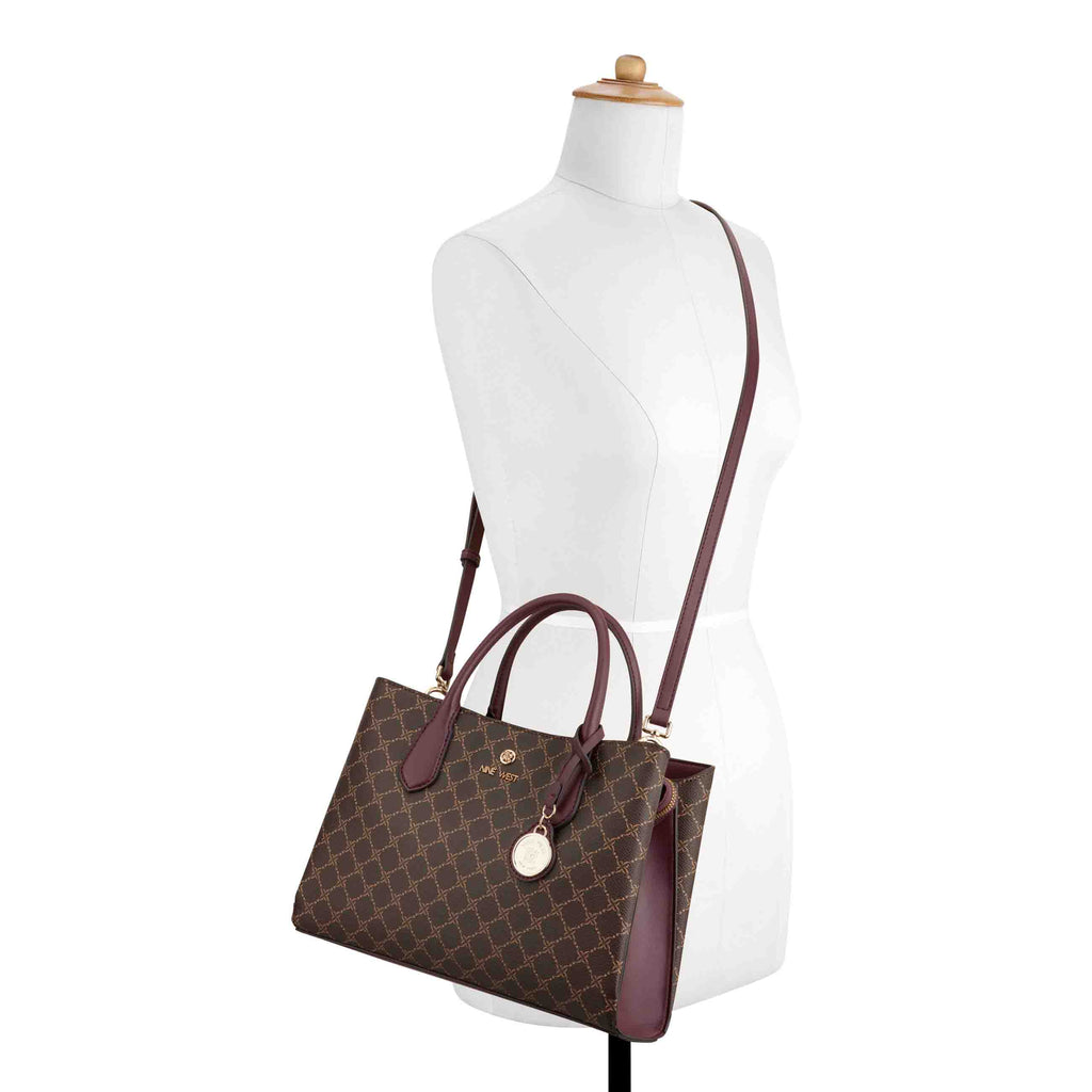 Nine West Kyrie Triple Compartment Satchel Bag in Natural Nine West Kyrie Triple Compartment Satchel Bag in Natural