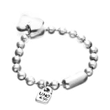 UNOde50 Silver Beaded Heart Charm Bracelet - Medium