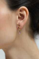 Nadri Delancey Pink Small Charm Hoop Earrings