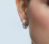 Nadri Delancey Pave Strip Silver Hoop Earrings