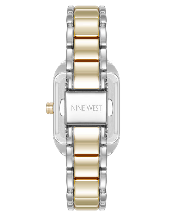 Nine West Womens Square Two-Tone Bracelet Watch