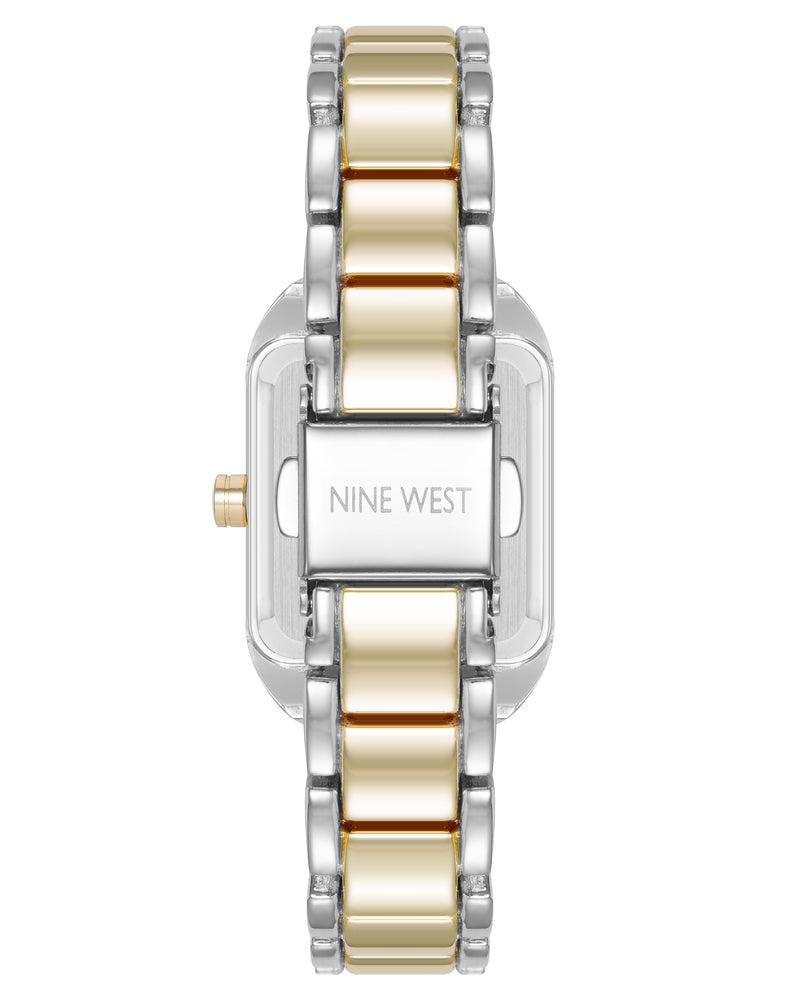 Nine West Womens Square Two-Tone Bracelet Watch