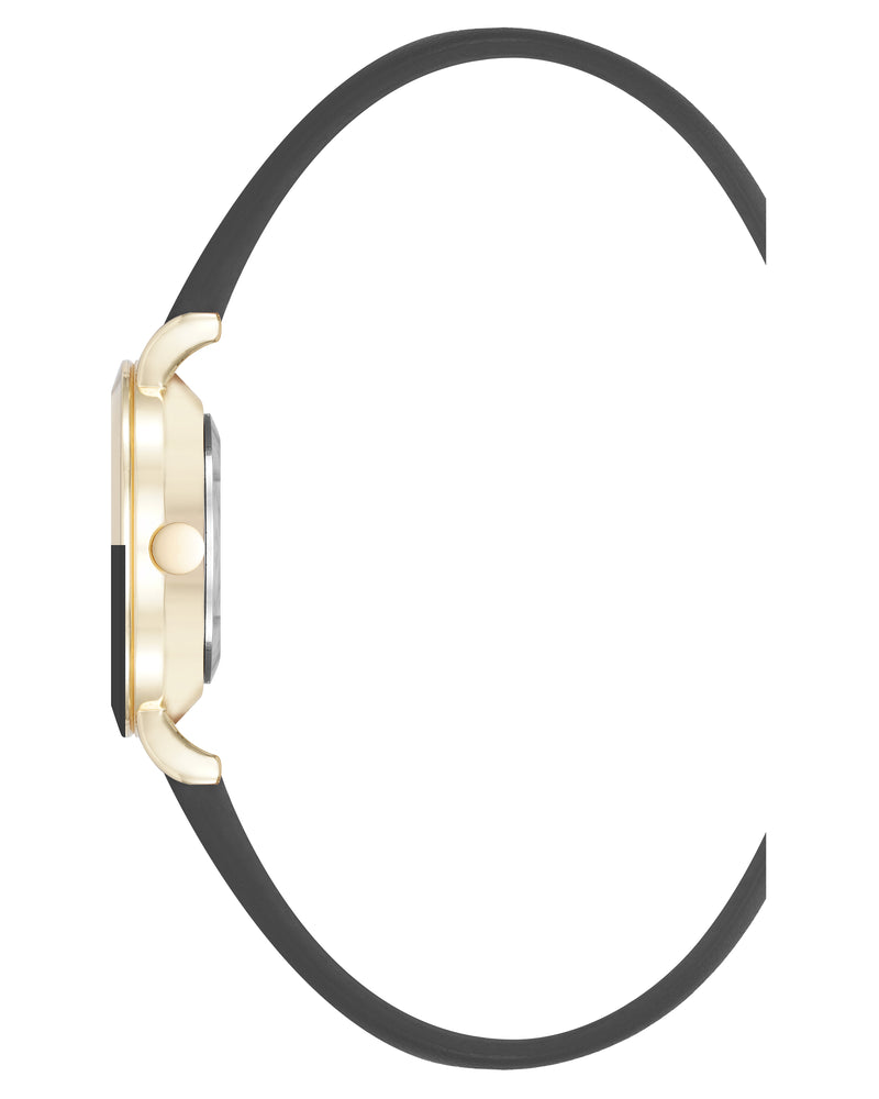 Nine West Womens Round Silicone Strap Watch