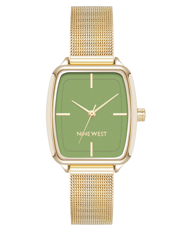 Nine West Womens Square Mesh Watch
