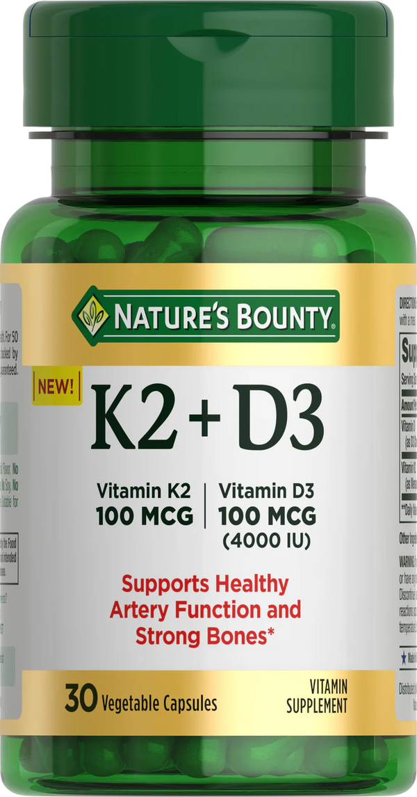Nature's Bounty K2 + D3 Capsules - 100mcg - 30 Count