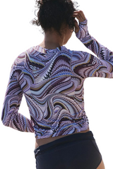 Free People Womens Tempo Ruched Printed Long Sleeve T-Shirt