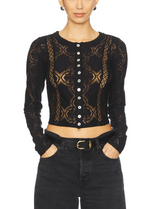 Free People Womens Jae Sheer Lace Knit Long Sleeve Top