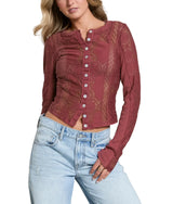 Free People Womens Jae Sheer Lace Knit Long Sleeve Top