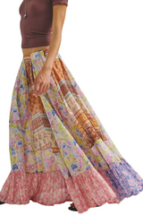 Free People Womens Santa Eulalia Printed Maxi Skirt