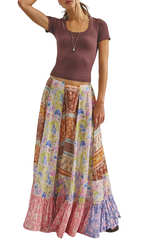 Free People Womens Santa Eulalia Printed Maxi Skirt