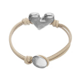 UNOde50 Camel Leather Silver Heart Charm Bracelet - Medium