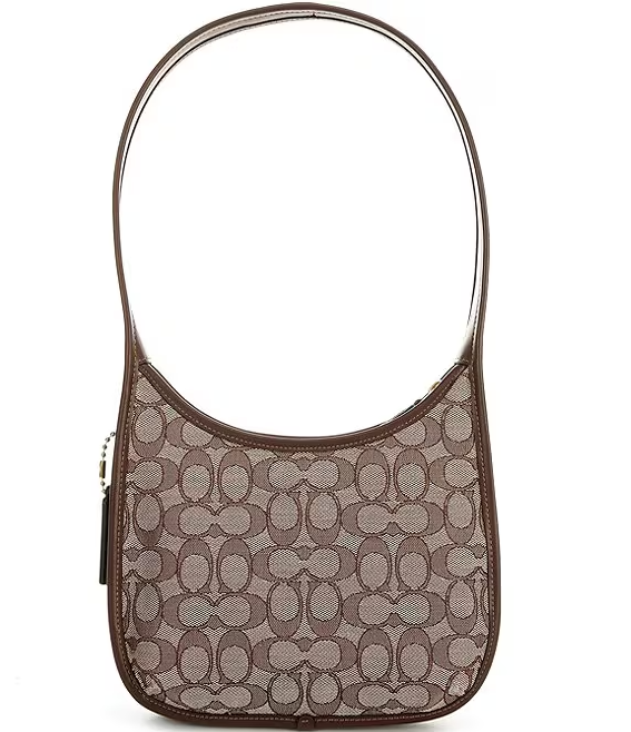 Coach Signature Jacquard Curve Zip Shoulder Handbag
