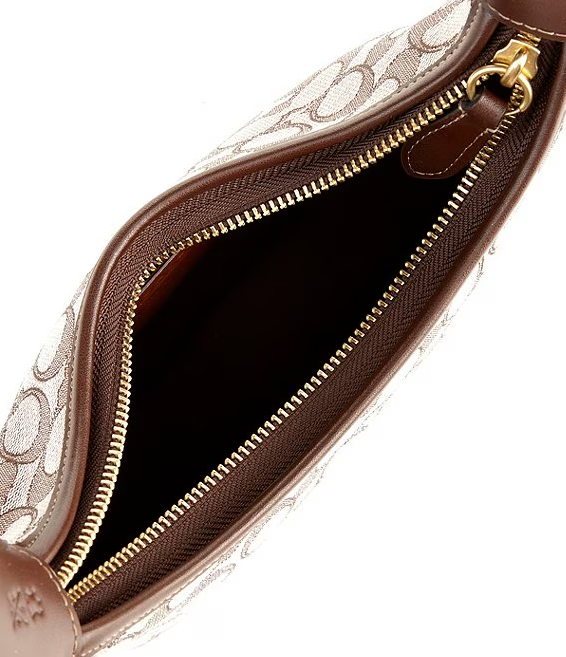 Coach Signature Jacquard Curve Zip Shoulder Handbag