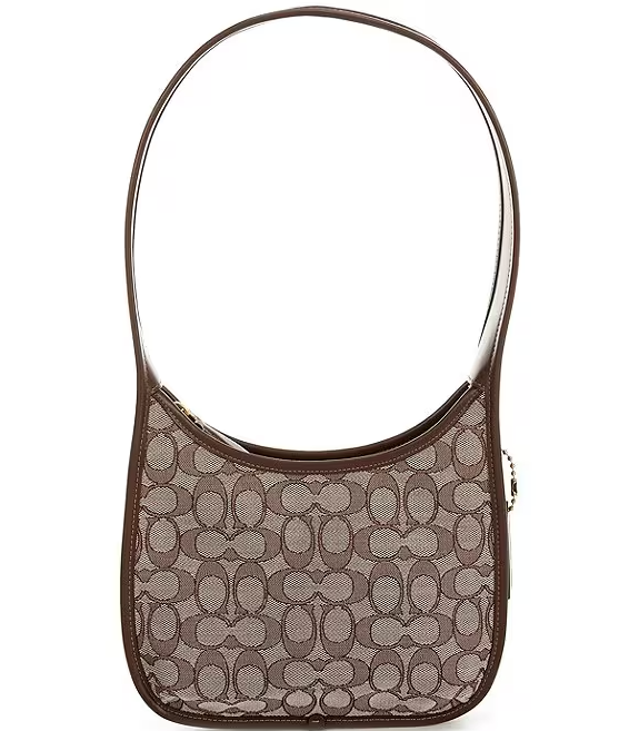 Coach Signature Jacquard Curve Zip Shoulder Handbag