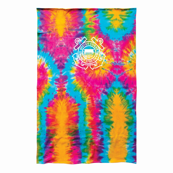 Coast Guard Emblem Tie-Dye Sweatshirt Blanket