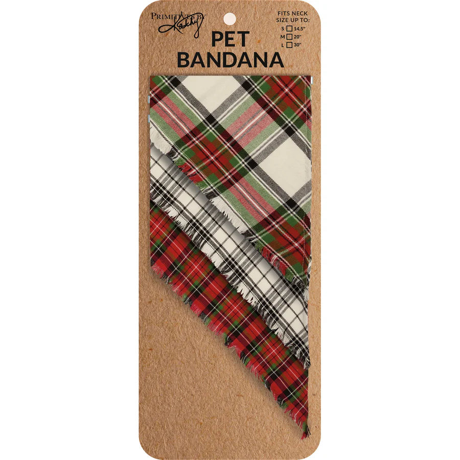 Primitives By Kathy Pet Christmas Plaid Bandana - Large