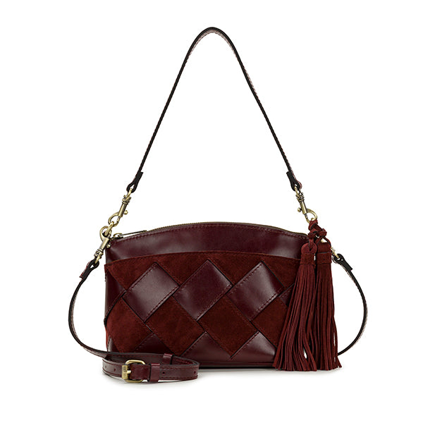 Patricia Nash Arlee Suede Leather Weave Crossbody Handbag