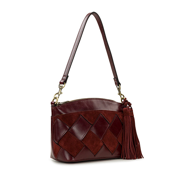 Patricia Nash Arlee Suede Leather Weave Crossbody Handbag