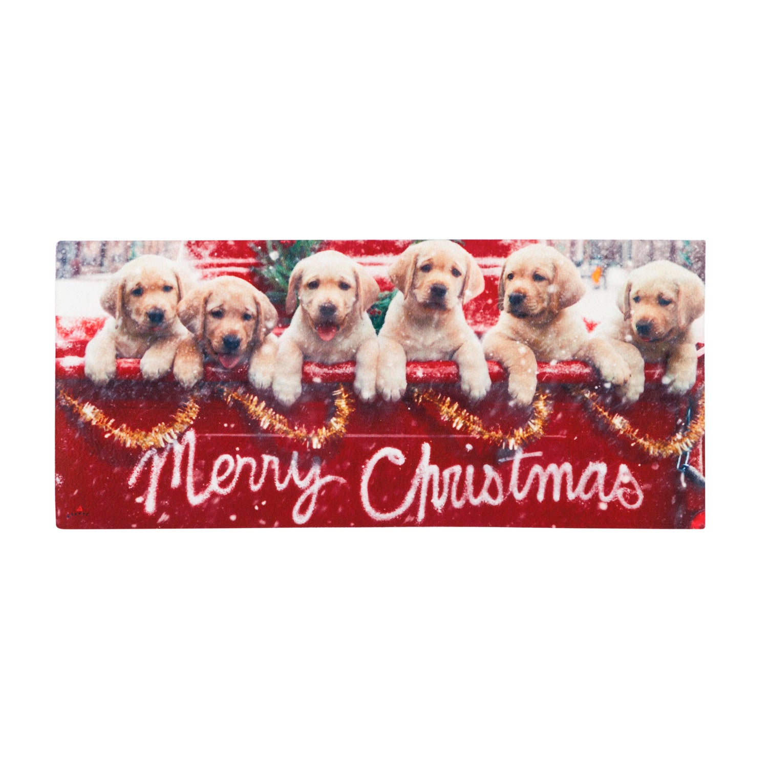 Evergreen Red Truck with Puppies Flag and Mat set