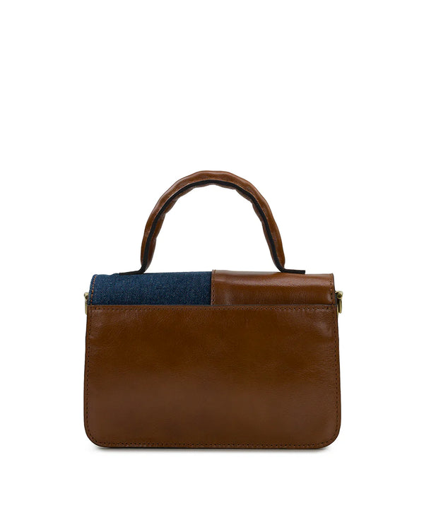 Patricia Nash Garnet Denim and Leather Crossbody Handbag