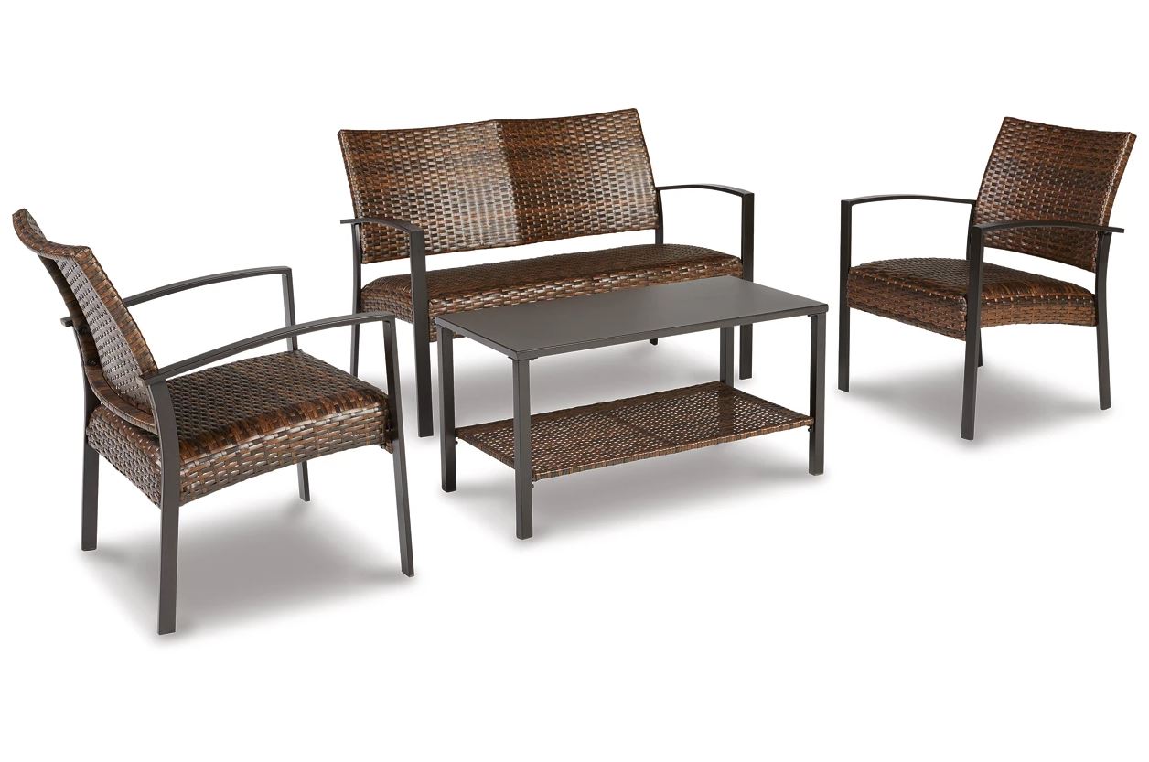 Ashley Furniture Zariyah Outdoor Resin Wicker Conversation Set - 4 Piece