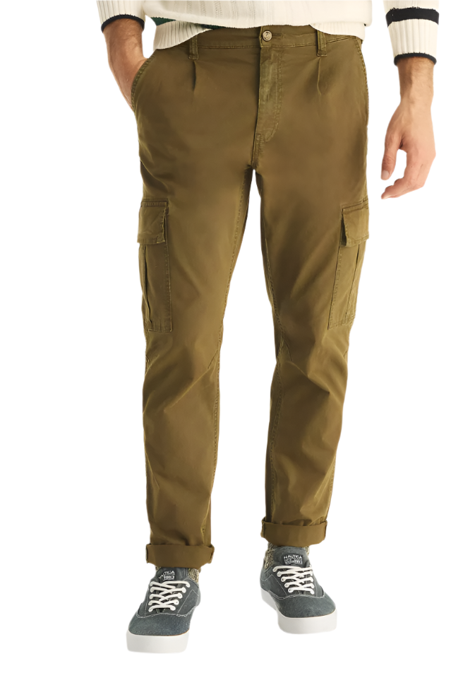 Nautica Mens Garment Dyed Pleated Cargo Pants