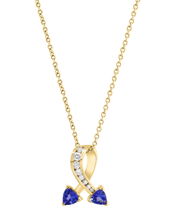 Effy 14K Yellow Gold Tanzanite & Diamond Ribbon Pendant Necklace