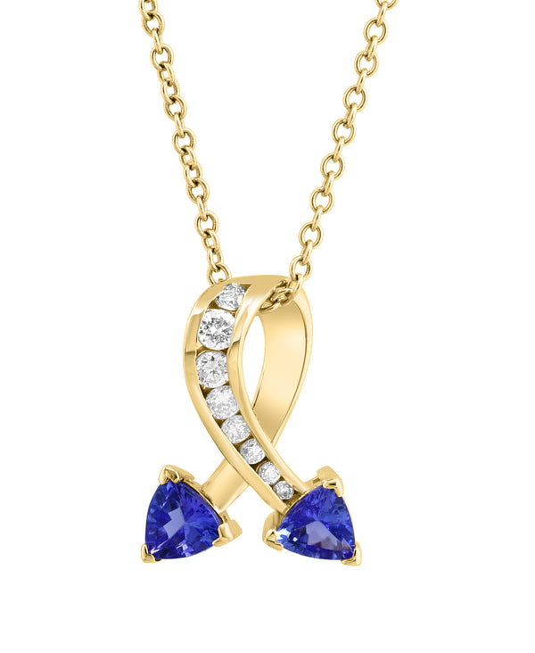 Effy 14K Yellow Gold Tanzanite & Diamond Ribbon Pendant Necklace