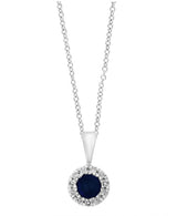 Effy 14K White Gold Sapphire & Diamond Halo Pendant Necklace