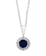 Effy 14K White Gold Sapphire & Diamond Halo Pendant Necklace