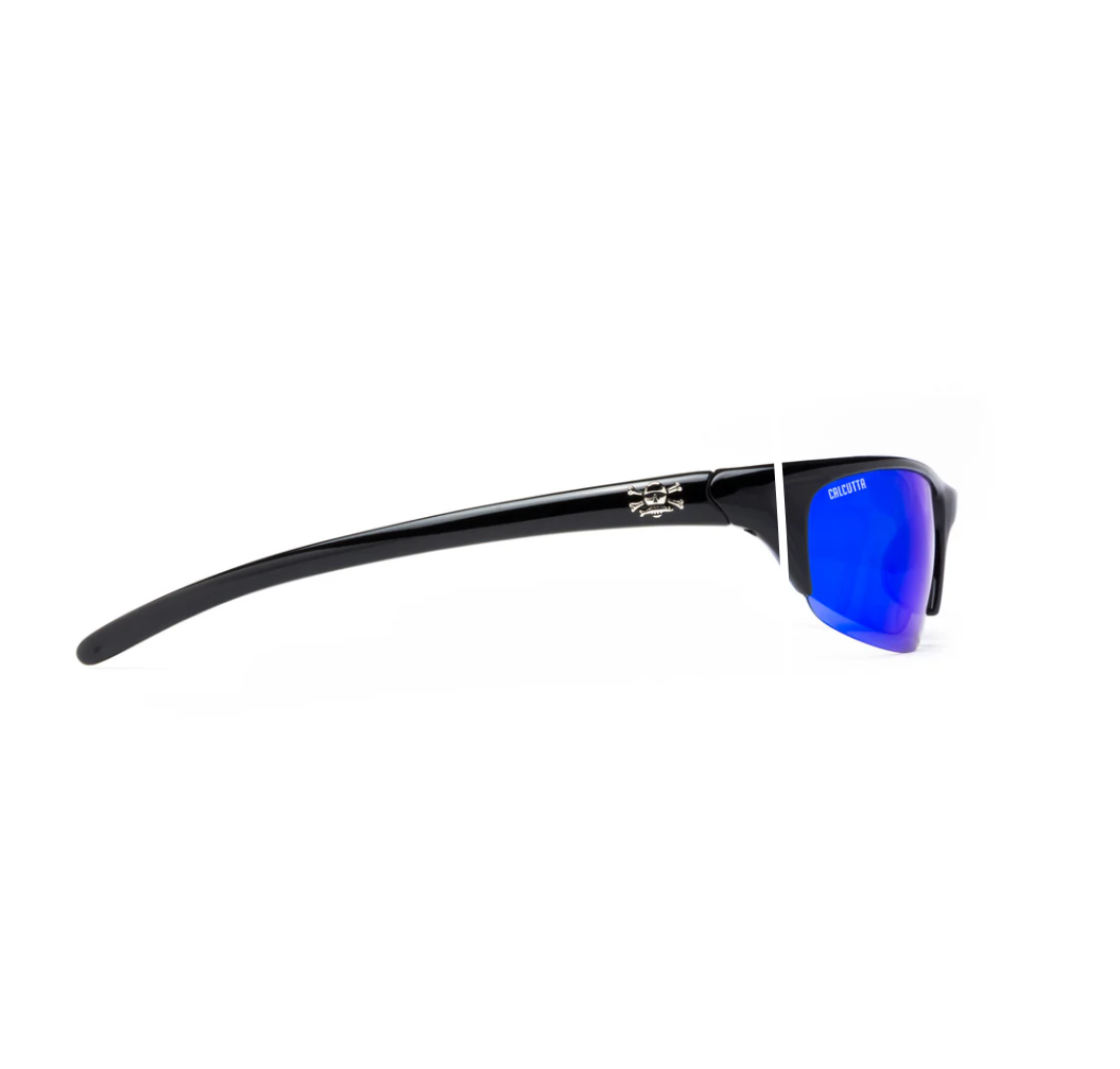 Calcutta Perdido Shiny Black Frames - Blue Mirror Lens - Polarized Sunglasses