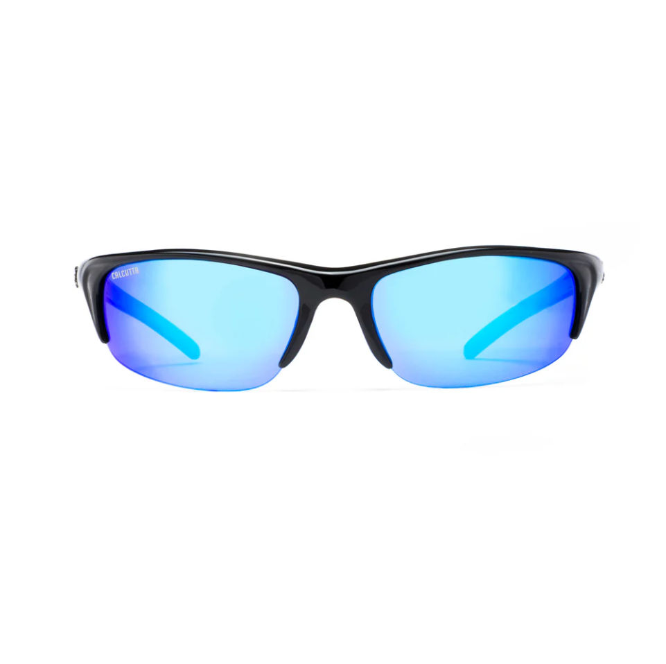 Calcutta Perdido Shiny Black Frames - Blue Mirror Lens - Polarized Sunglasses