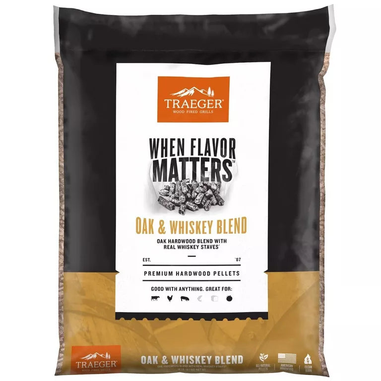 Traeger Oak & Whiskey Blend Pellets - 20 lbs.