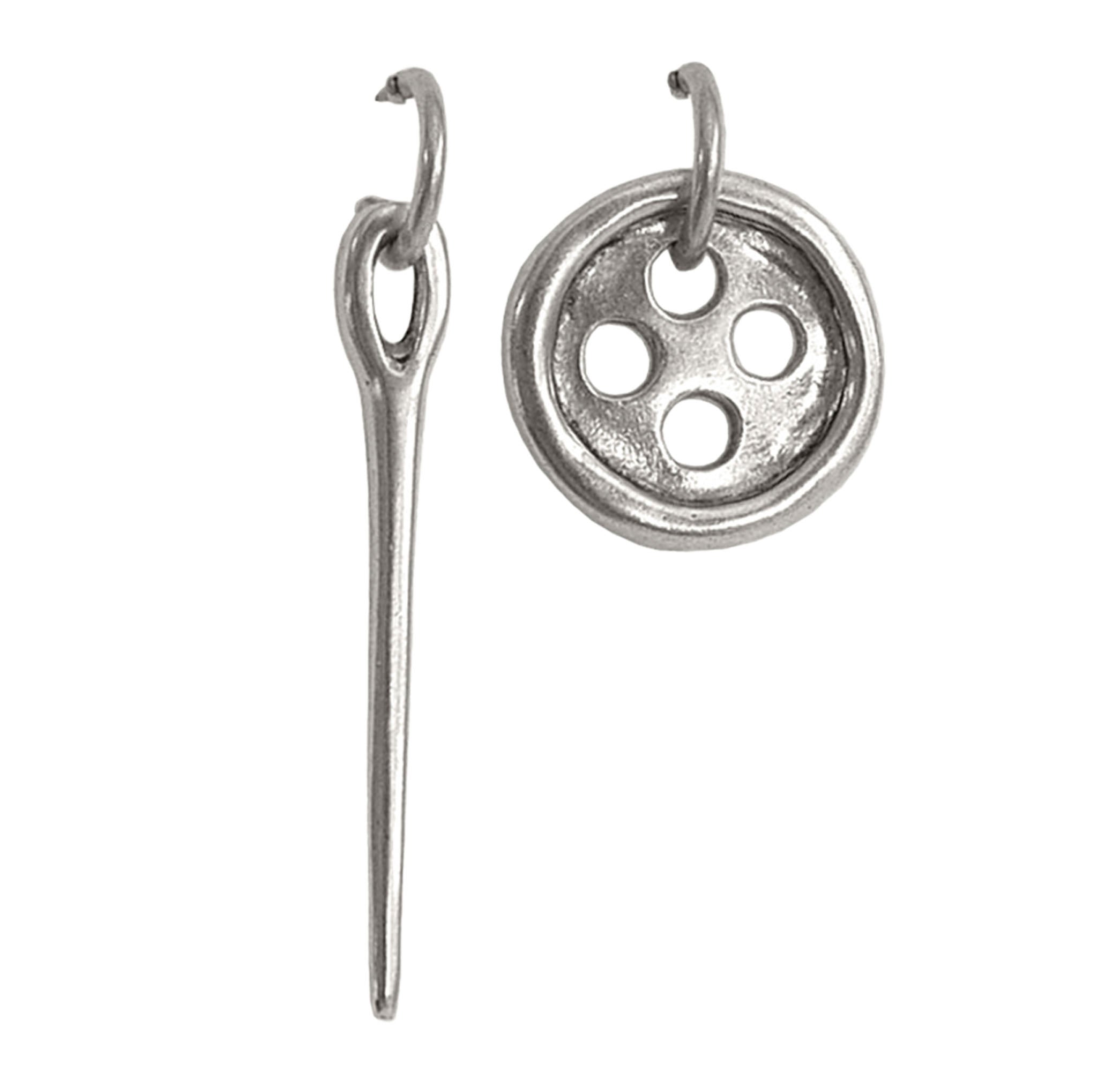 UNOde50 Silver-Plated Needle And Button Earrings