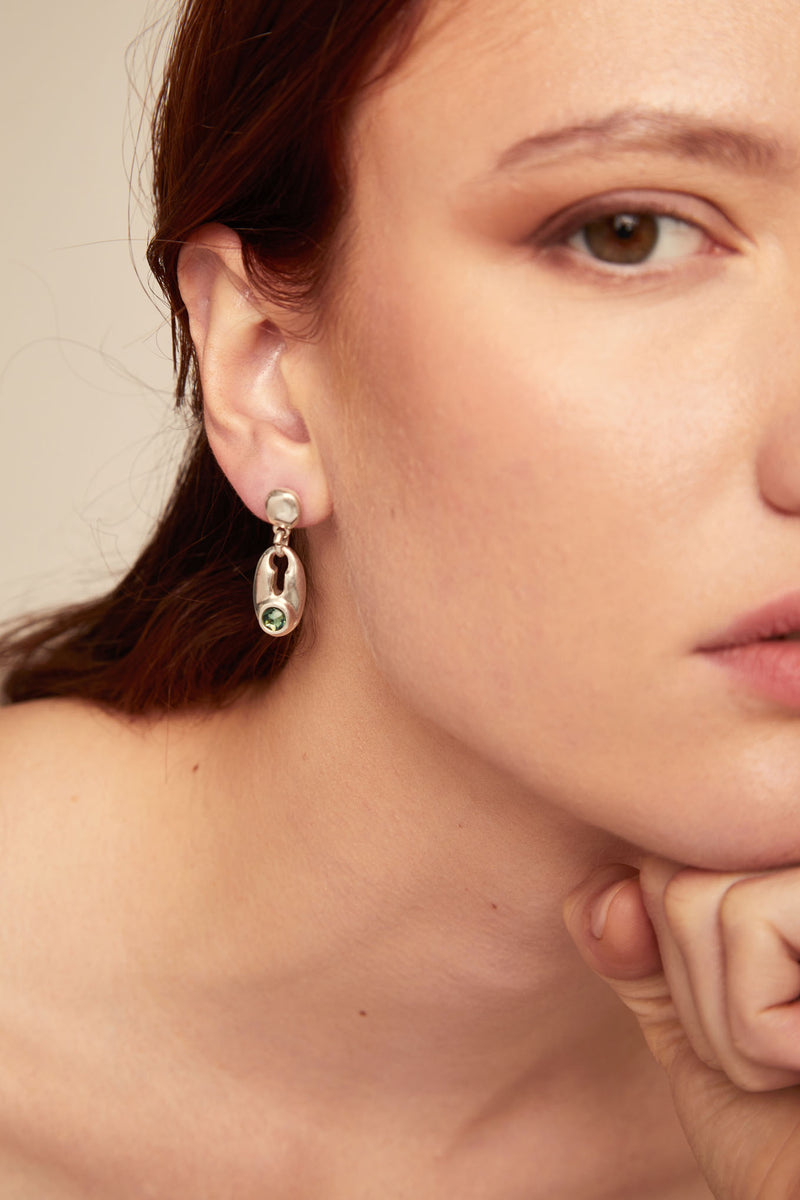 UNOde50 Thankful Green Crystal Drop Earrings