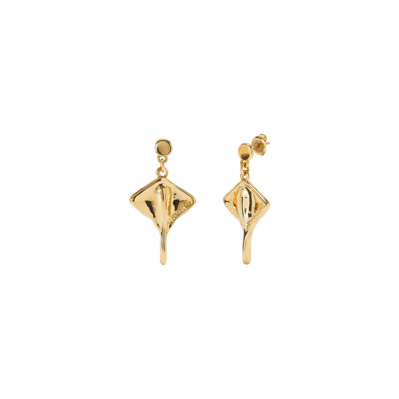 UNOde50 Ser Majestuosa Gold-Plated Manta Ray-Shaped Earrings