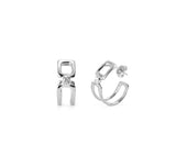 UNOde50 Ser Indomable Double Silver-Plated White Topaz Earrings