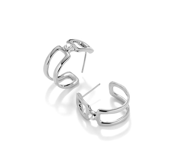 UNOde50 Ser Indomable Double Silver-Plated White Topaz Earrings