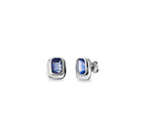 UNOde50 Ser Magnetica Silver-Plated Rectangular Blue Crystal Earrings