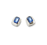 UNOde50 Ser Magnetica Silver-Plated Rectangular Blue Crystal Earrings