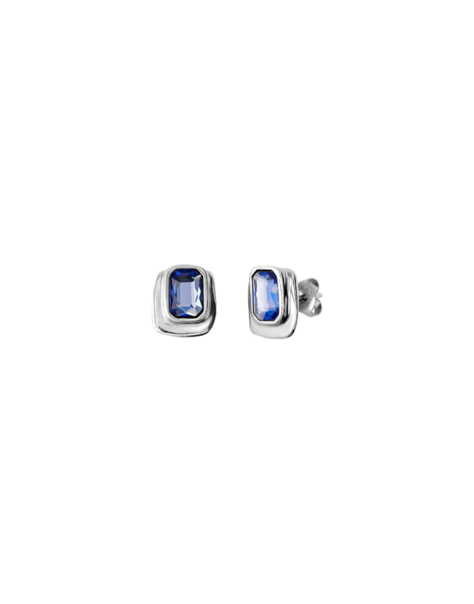 UNOde50 Ser Magnetica Silver-Plated Blue Crystal Rectangular Earrings