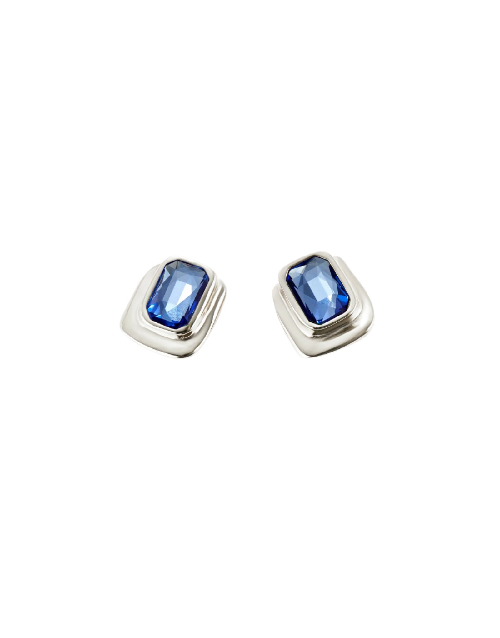 UNOde50 Ser Magnetica Silver-Plated Blue Crystal Rectangular Earrings