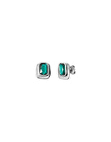 UNOde50 Ser Magnetica Silver-Plated Green Crystal Rectangular Earrings