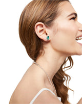 UNOde50 Ser Magnetica Silver-Plated Green Crystal Rectangular Earrings