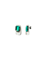 UNOde50 Ser Magnetica Silver-Plated Green Crystal Rectangular Earrings