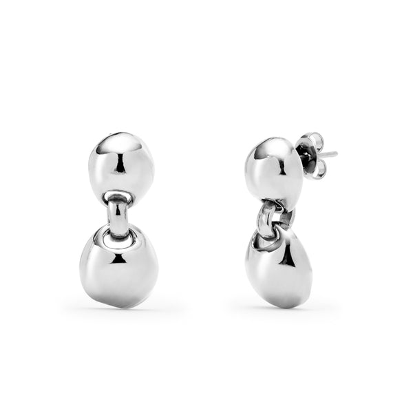 Unode50 Ser Intrepida Silver-Plated Two Bead Earrings