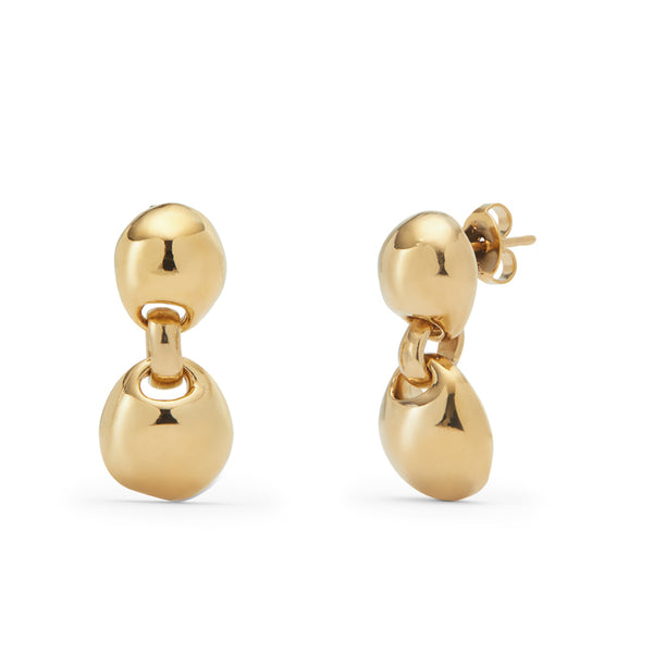 Unode50 Ser Intrepida Gold-Plated Two Bead Earrings