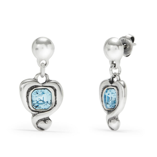 UNOde50 Ser Expresiva Silver-Plated Aqua Crystal Heart Shaped Earrings